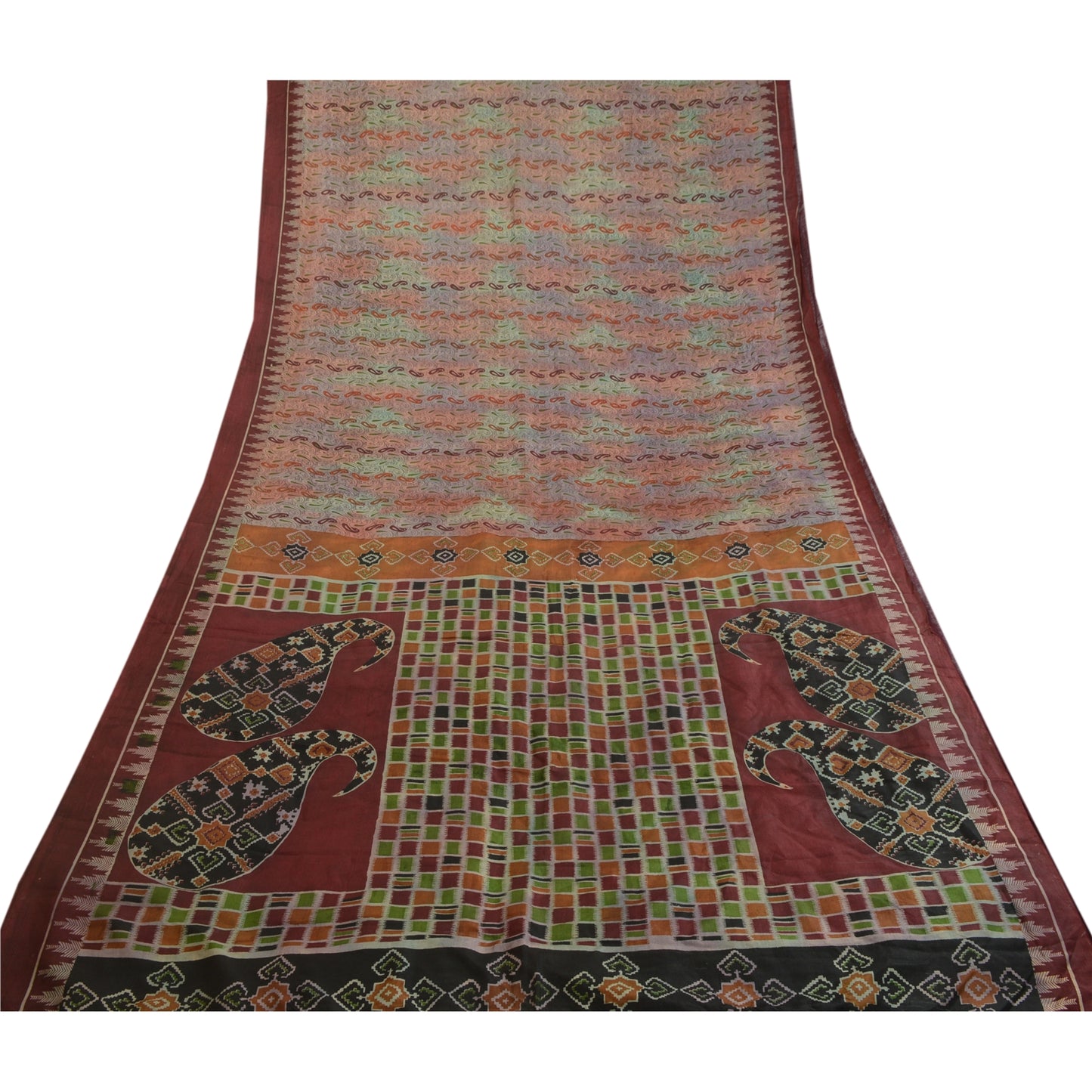 Sanskriti Vintage Sarees Indisk Multi Ren Silke Trykt Sari Blødt Håndværk Bæredygtigt Stoff