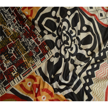 Sanskriti Vintage Sarees Multi Printed 100% Pure Silk Sari Floral Craft Sustainable Fabric