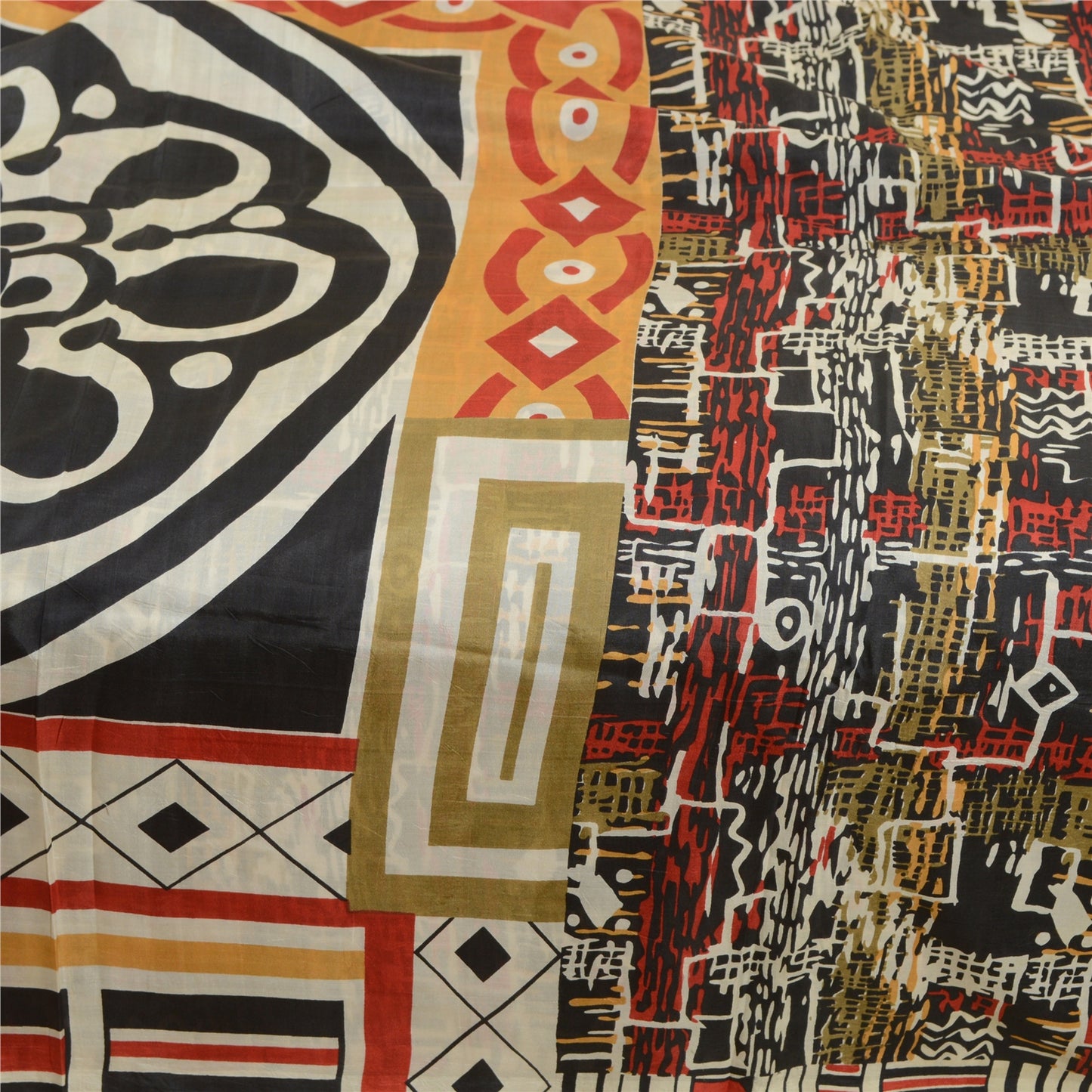 Sanskriti Vintage Sarees Multi Printed 100% Pure Silk Sari Floral Craft Sustainable Fabric