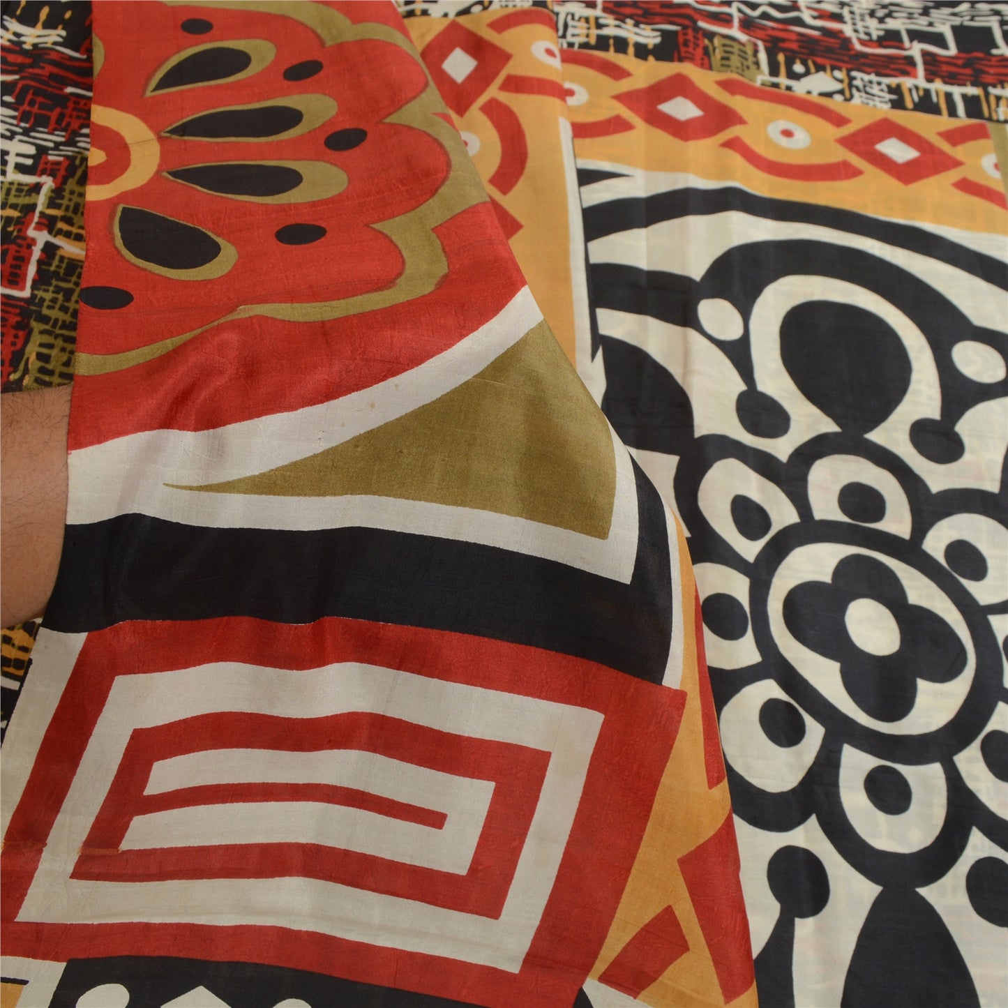 Sanskriti Vintage Sarees Multi Printed 100% Pure Silk Sari Floral Craft Sustainable Fabric