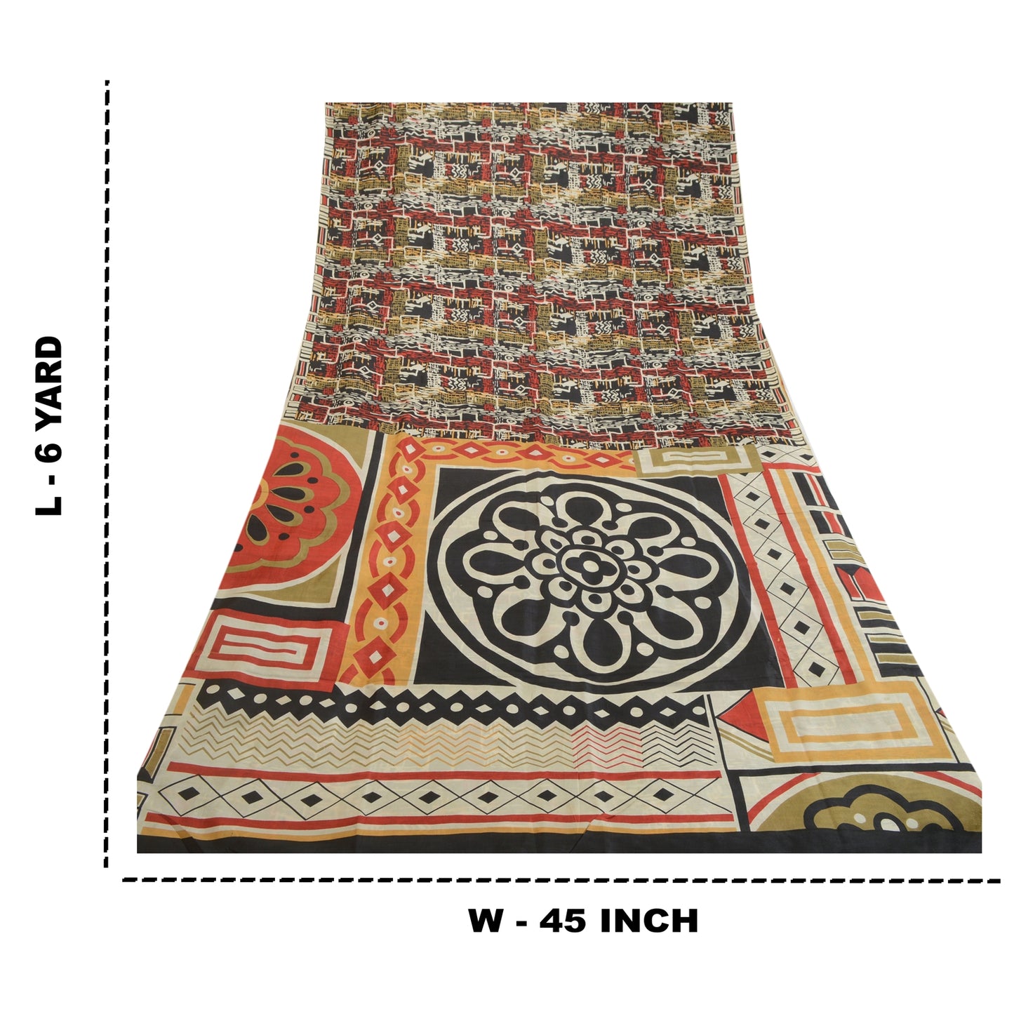 Sanskriti Vintage Sarees Multi Printed 100% Pure Silk Sari Floral Craft Sustainable Fabric