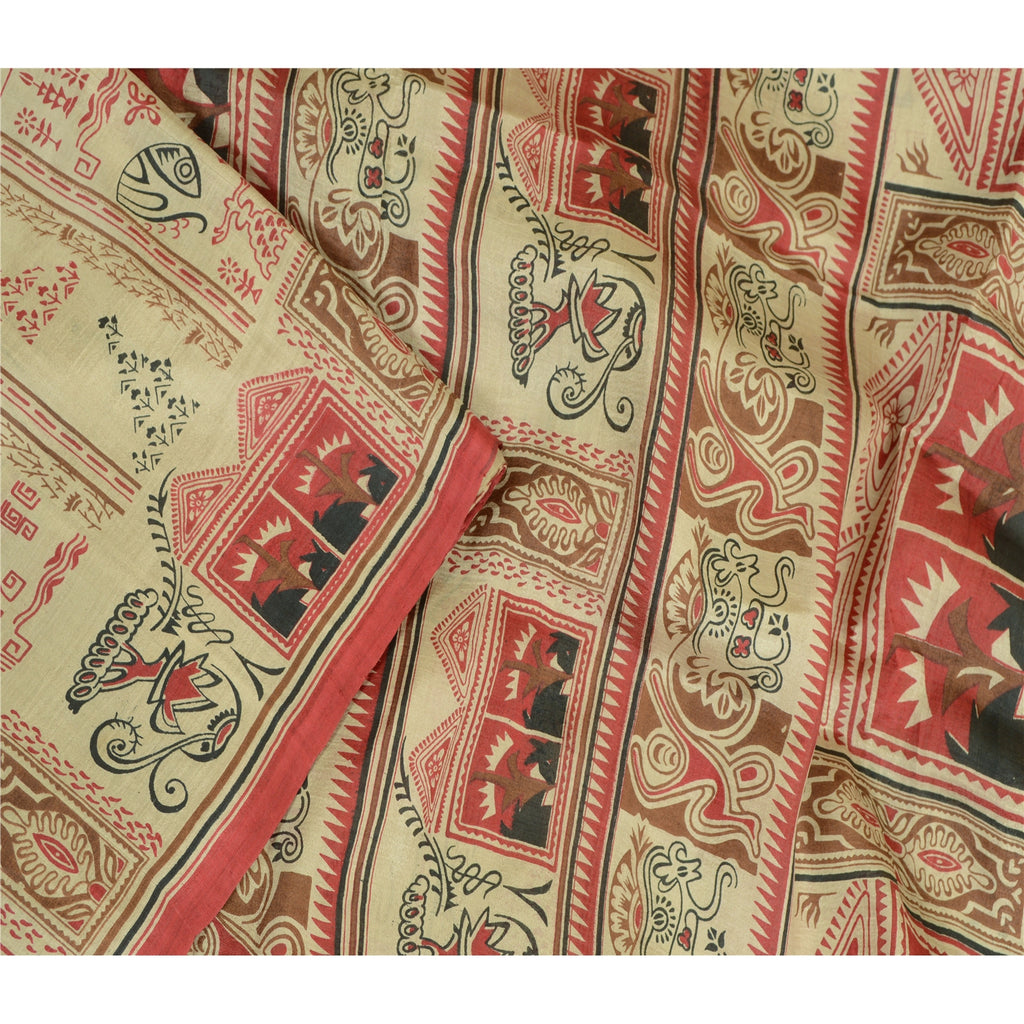 Санскритские винтажные сари пастельно-зеленого цвета из чистого шелка с принтом, мягкая ткань для рукоделия, устойчивая ткань