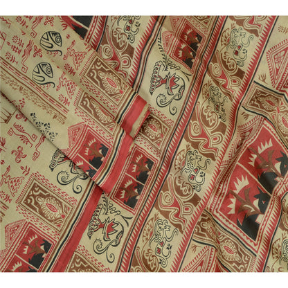 Санскритские винтажные сари пастельно-зеленого цвета из чистого шелка с принтом, мягкая ткань для рукоделия, устойчивая ткань