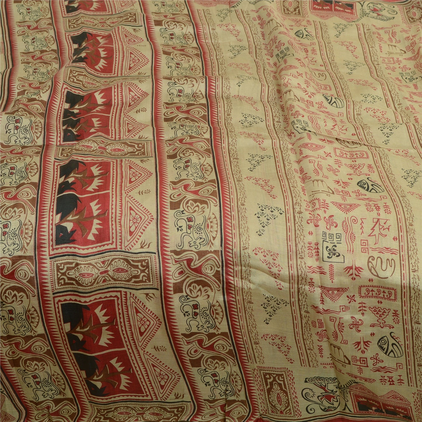 Санскритские винтажные сари пастельно-зеленого цвета из чистого шелка с принтом, мягкая ткань для рукоделия, устойчивая ткань