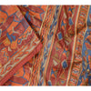 Sanskriti Vintage Sarees Indian Dark Red Pure Silk Printed Sari 5yd Craft Sustainable Fabric