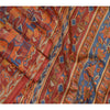 Sanskriti Vintage Sarees Indian Dark Red Pure Silk Printed Sari 5yd Craft Sustainable Fabric