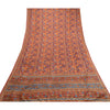 Sanskriti Vintage Sarees Indian Dark Red Pure Silk Printed Sari 5yd Craft Sustainable Fabric