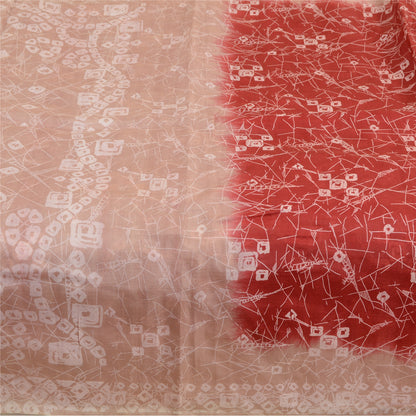 Sanskriti Vintage Sarees From Indian Red Pure Silk Printed Sari 5yd Craft Sustainable Fabric