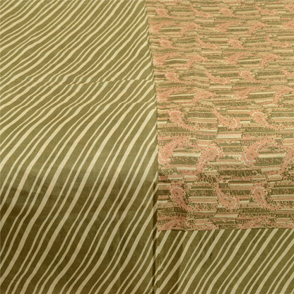 Sanskriti Vintage Sarees From Indian Green Pure Silk Printed Sari Craft Sustainable Fabric