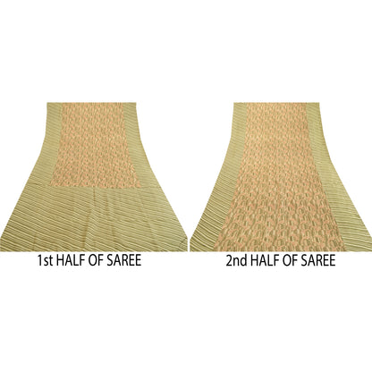 Sanskriti Vintage Sarees From Indian Green Pure Silk Printed Sari Craft Sustainable Fabric