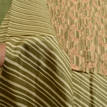 Sanskriti Vintage Sarees From Indian Green Pure Silk Printed Sari Craft Sustainable Fabric