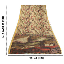 Load image into Gallery viewer, Sanskriti Vintage Sarees Cream Zari Border Printed Pure Silk Sari Craft Fabric
