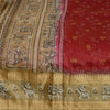 Sanskriti Vintage Sarees Red Animal Human Printed Pure Silk Sari Craft Sustainable Fabric