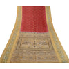 Sanskriti Vintage Sarees Red Animal Human Printed Pure Silk Sari Craft Sustainable Fabric