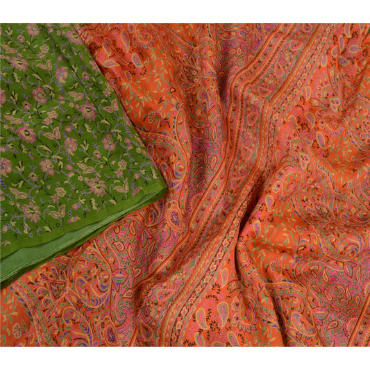 Sanskriti Vintage Sarees Quilting Felting Craft Sustainable Fabric Pure Silk 6yd Print Sari