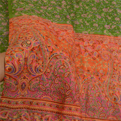 Sanskriti Vintage Sarier Quiltning Filtning Håndværk Bæredygtigt Stof Ren Silke 6yd Print Sari