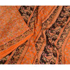 Sanskriti Vintage Sarees Indian Orange Pure Silk Printed Sari 5yd Craft Sustainable Fabric