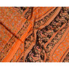 Sanskriti Vintage Sarees Indian Orange Pure Silk Printed Sari 5yd Craft Sustainable Fabric