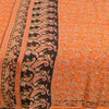 Sanskriti Vintage Sarees Indian Orange Pure Silk Printed Sari 5yd Craft Sustainable Fabric