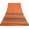 Sanskriti Vintage Sarees Indian Orange Pure Silk Printed Sari 5yd Craft Sustainable Fabric