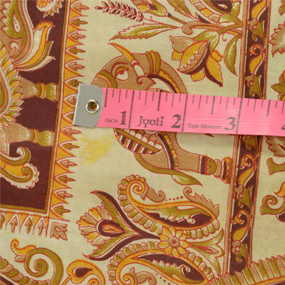 Sanskriti Vintage Sarees From India Green Printed Pure Silk Sari Craft Sustainable Fabric