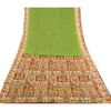 Sanskriti Vintage Sarees From India Green Printed Pure Silk Sari Craft Sustainable Fabric