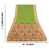 Sanskriti Vintage Sarees From India Green Printed Pure Silk Sari Craft Sustainable Fabric