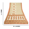 Sanskriti Vintage Sarees Indian Ivory Pure Silk Printed Sari Soft Craft Sustainable Fabric