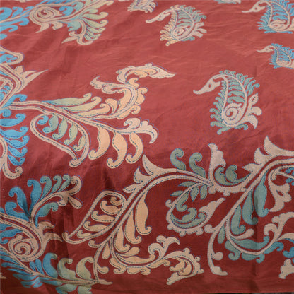 Sanskriti Vintage Sarees Indian Red Pure Silk Printed Sari Floral Craft Sustainable Fabric