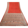 Sanskriti Vintage Sarees Red Kalamkari Women Pure Silk Printed Sari Craft Sustainable Fabric