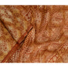 Sanskriti Vintage Sarees Brown Pure Silk Printed Sari Floral Soft Craft Sustainable Fabric