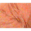 Sanskriti Vintage Sarees Indian Orange 100% Pure Silk Printed Sari Craft Sustainable Fabric
