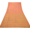 Sanskriti Vintage Sarees Indian Orange 100% Pure Silk Printed Sari Craft Sustainable Fabric