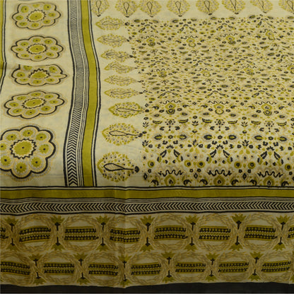 Sanskriti Vintage Sarees Indisk Grøn Ren Silke Trykt Sari Blødt Håndværk Bæredygtigt Stoff