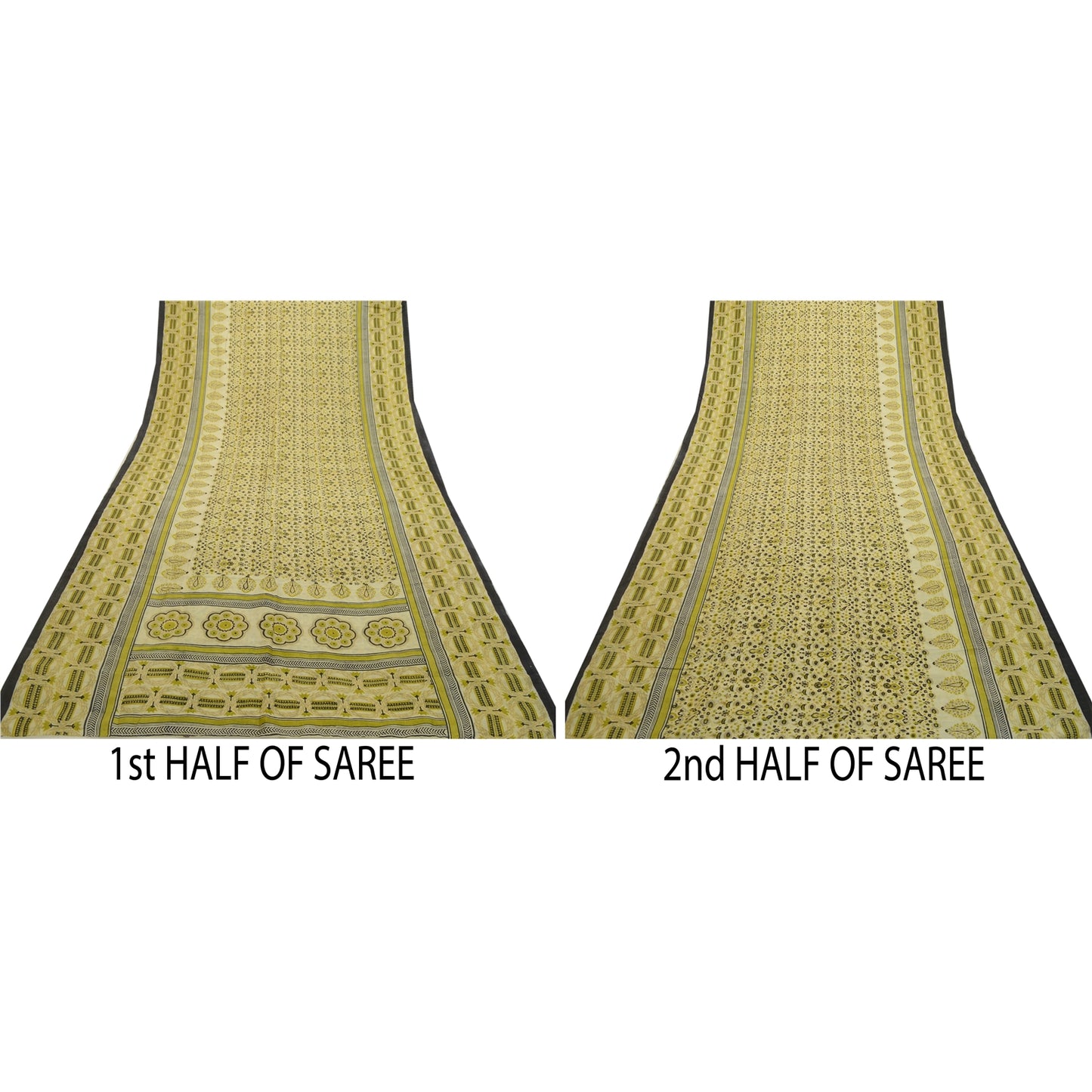 Sanskriti Vintage Sarees Indisk Grøn Ren Silke Trykt Sari Blødt Håndværk Bæredygtigt Stoff