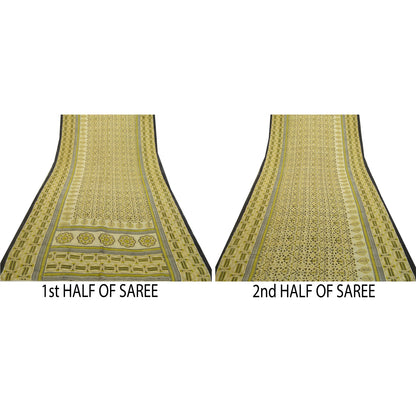 Sanskriti Vintage Sarees Indisk Grøn Ren Silke Trykt Sari Blødt Håndværk Bæredygtigt Stoff