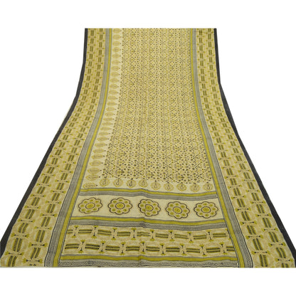 Sanskriti Vintage Sarees Indisk Grøn Ren Silke Trykt Sari Blødt Håndværk Bæredygtigt Stoff