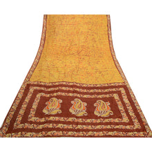 Load image into Gallery viewer, Sanskriti Vintage Sarees Yellow Batik Printed Pure Silk Sari Soft Craft Fabric
