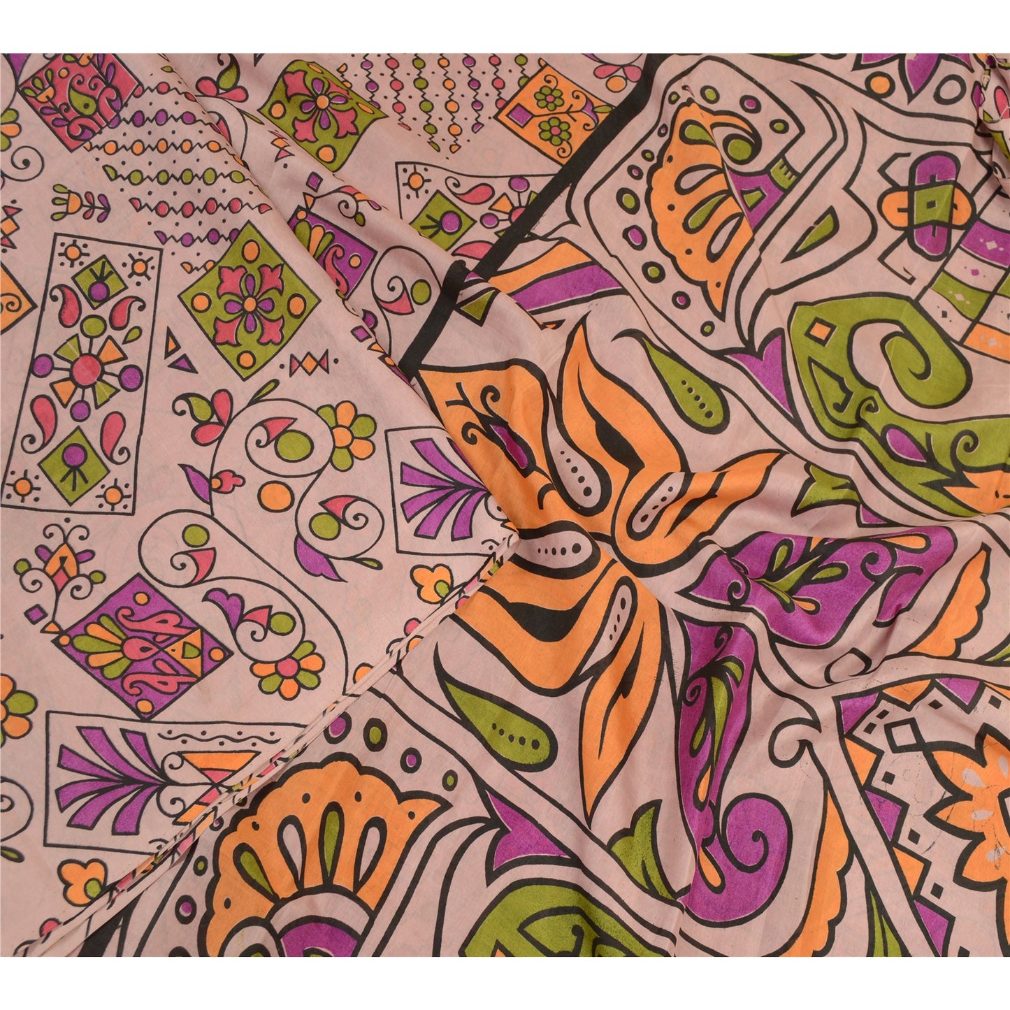 Санскритские винтажные сари индийский лиловый искусственный шелк с принтом сари ремесло устойчивая ткань