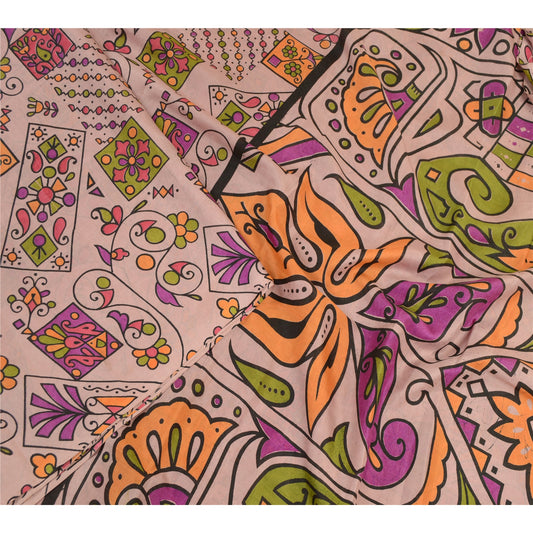 Sanskriti Vintage Sarees Indian Mauve Artificial Silk Printed Sari Craft Sustainable Fabric