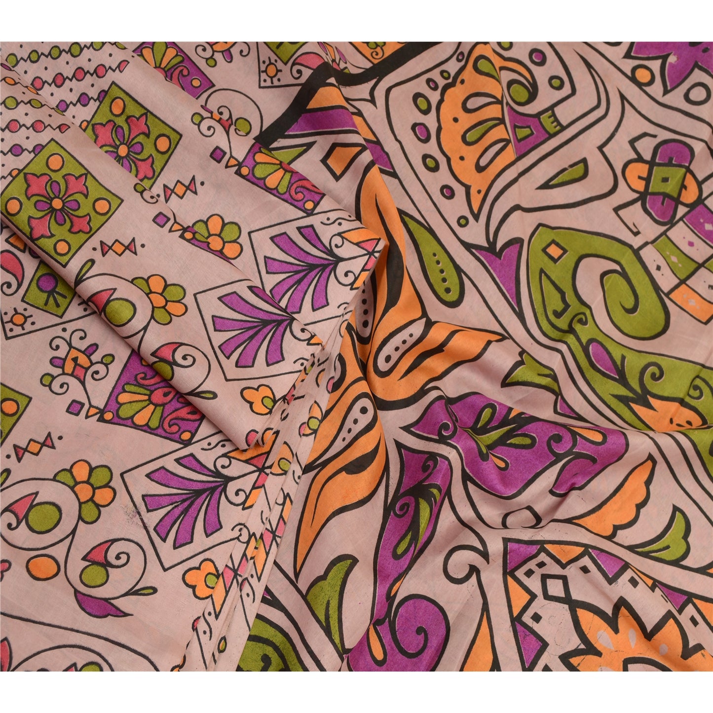 Санскритские винтажные сари индийский лиловый искусственный шелк с принтом сари ремесло устойчивая ткань