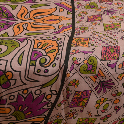 Санскритские винтажные сари индийский лиловый искусственный шелк с принтом сари ремесло устойчивая ткань