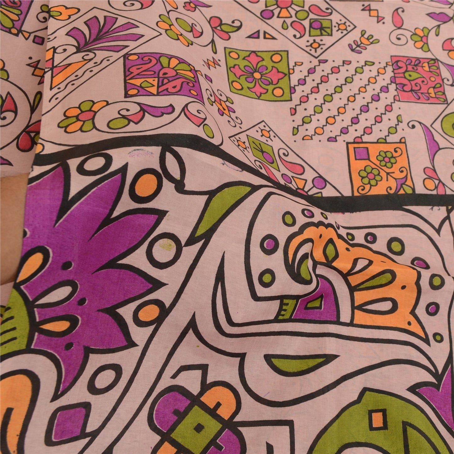 Санскритские винтажные сари индийский лиловый искусственный шелк с принтом сари ремесло устойчивая ткань