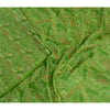 Sanskriti Vintage Sarees Green 100% Pure Silk Printed Sari Floral Craft Sustainable Fabric