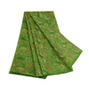 Sanskriti Vintage Sarees Green 100% Pure Silk Printed Sari Floral Craft Sustainable Fabric