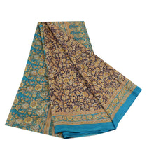 Load image into Gallery viewer, Sanskriti Vintage Sarees Blue Quilting Felting Craft Fabric Pure Silk Print Sari
