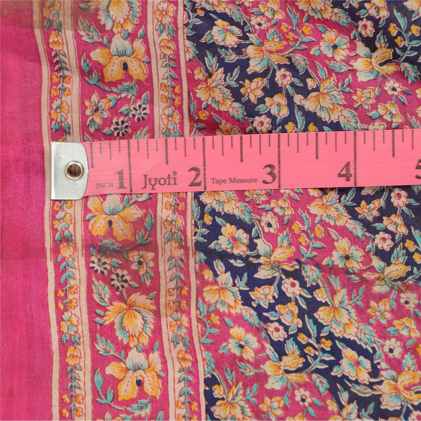 Sanskriti Vintage Sarees From India Pink Printed Pure Silk Sari 5yd Craft Sustainable Fabric