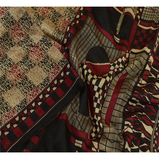 Sanskriti Vintage Sarees Multi Indian Pure Silk Abstract Print Sari Craft Sustainable Fabric