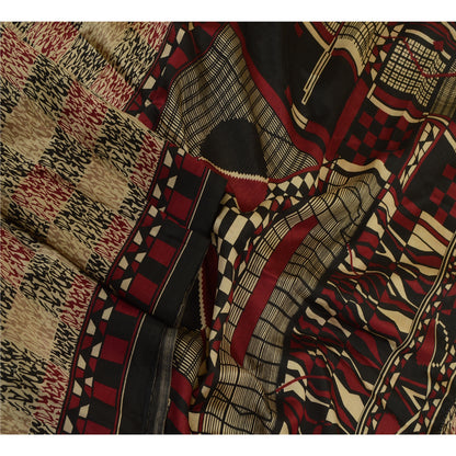 Sanskriti Vintage Sarees Multi Indian Pure Silk Abstract Print Sari Craft Sustainable Fabric