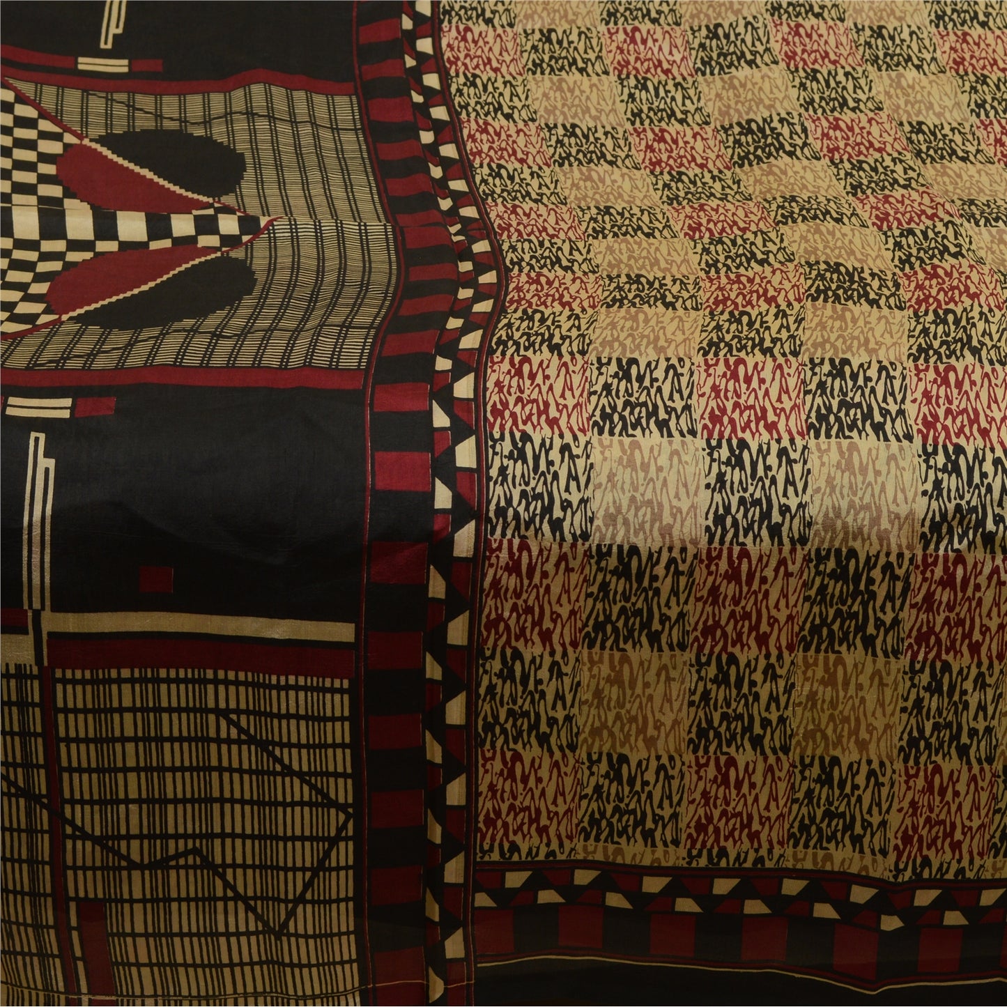 Sanskriti Vintage Sarees Multi Indian Pure Silk Abstract Print Sari Craft Sustainable Fabric